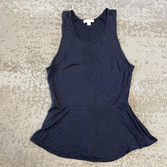 Navy Blue Peplum Top - Picture 1 of 2